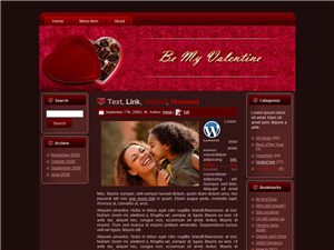 chocolate valentine html wordpress theme