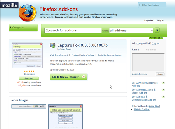 create screen capture video firefox