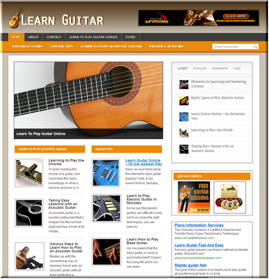 guitar niche plr blog