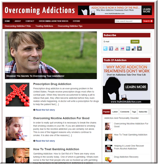 overcoming addiction niche site