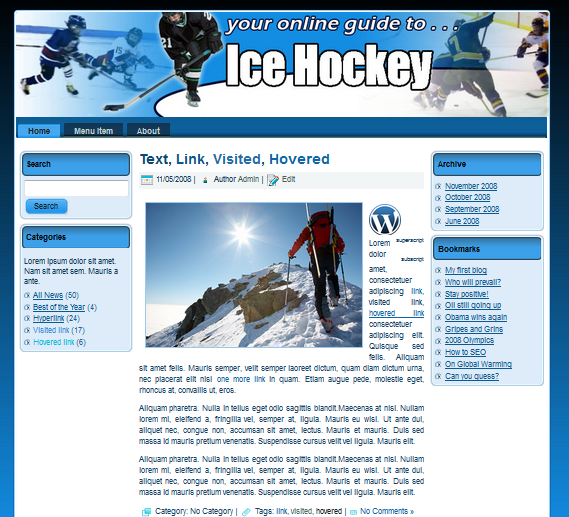 ice hockey wordpress theme