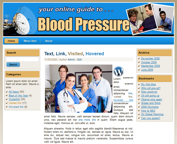 blood pressure templates