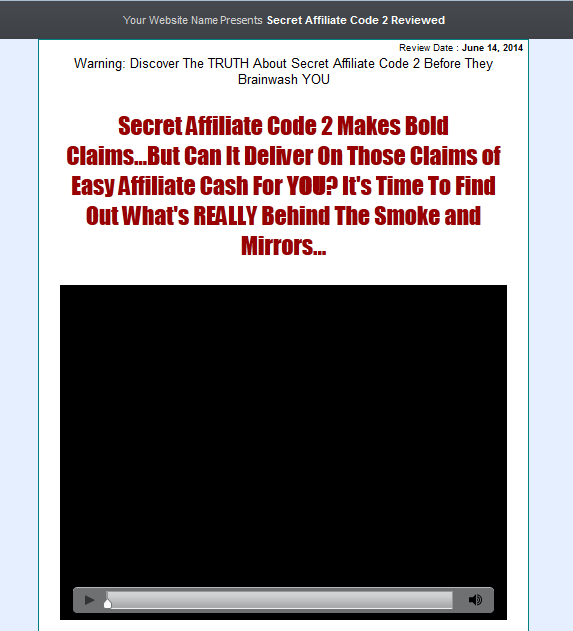 secret affiliate code two presell template